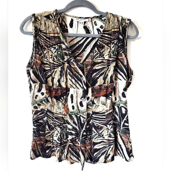 Vintage Patterned Button Down Tank Top - Picture 1 of 4